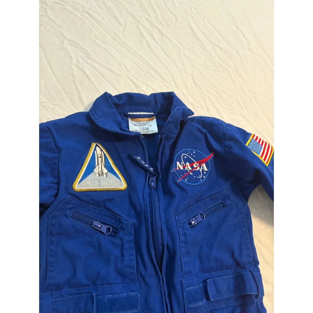 Aeromax NASA Astronaut Flight Suit Jumpsuit Blue Patches Toddler 18M Space Core